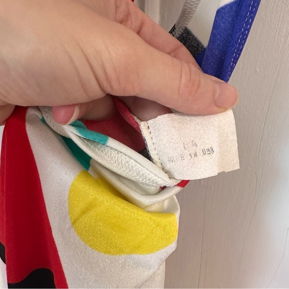 Vintage 90s Stretchy Bright Quirky Graphic Geometric Multicolor Jumpsuit - Picture 10 of 12